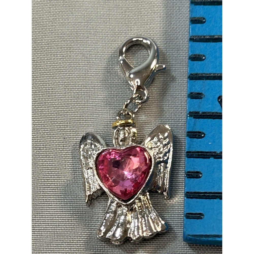 guardian angel charm october birthstone pink crystal